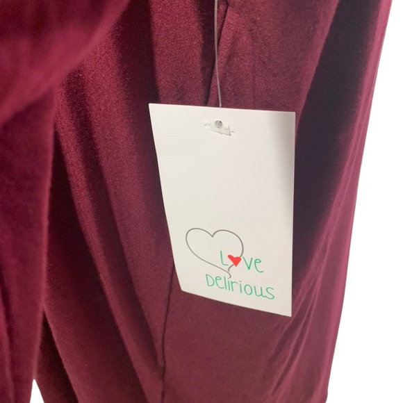 Love Delirious Women’s Plus Size 3X Blouse Cold Shoulder 3/4 Sleeve Burgundy NEW - Picture 4 of 10